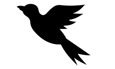 Bird silhouette in elegant downward glide position.