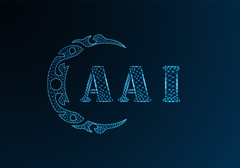 Low poly letter logo AAI design. AAI letter logo low poly vector design on blue color gradient background. AAI logo low poly design