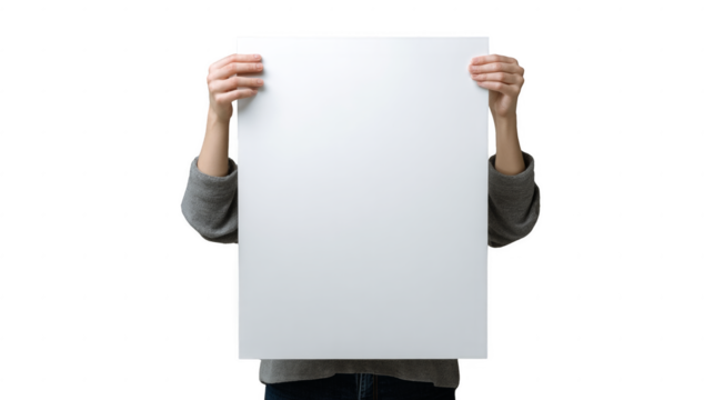A person is holding a white piece of paper