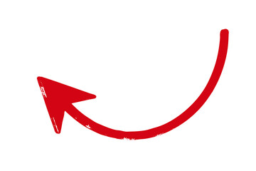 Thin left curved red crayon arrow element design