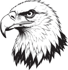  Majestic Eagle Portrait: A detailed, artistic rendering of an eagle, showcasing the bird's powerful gaze and striking features in a sophisticated display.