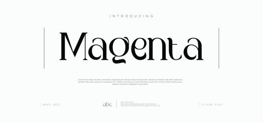 Magenta Elegant Serif Font Typeface. Stylish modern serif font with luxury curves, perfect for branding, fashion, editorial designs, logos, and invitations. Classic typography in a clean.
