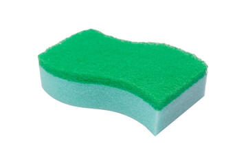 Green Kitchen Cleaning Sponge Isolated on White 