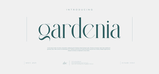 Gardenia stylish serif font. Elegant curves and classic charm for invitations, fashion ads, and high-end projects.