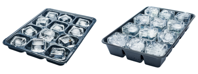 Ice cubes in trays here with transparent background