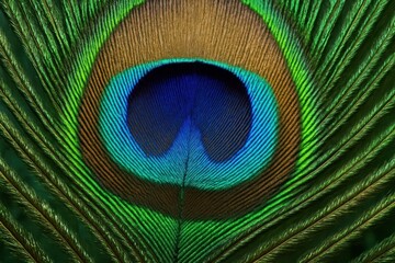 Vibrant peacock feather close-up