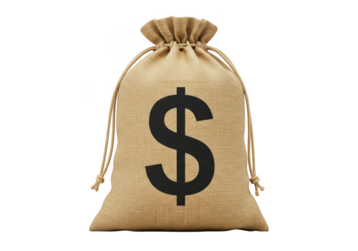 Money bag with dollar sign vector illustration isolated on transparent background - Powered by Adobe