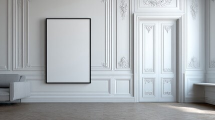 Empty room with framed canvas