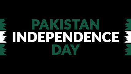 Pakistan Independence Day text with side lines on a black background. Which is observed every year in August to celebrate Pakistan Independence Day.