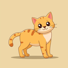 Cute Cat Standing Cartoon Vector Icon Illustration. Animal Nature Icon Concept Isolated Premium Vector. Flat Cartoon Style