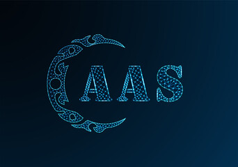 Low poly letter logo AAS design. AAS letter logo low poly vector design on blue color gradient background. AAS logo low poly design