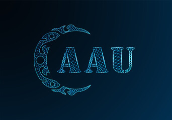 Low poly letter logo AAU design. AAU letter logo low poly vector design on blue color gradient background. AAU logo low poly design
