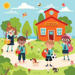 Education Clip Art With Cartoon Kids