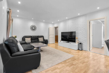 Modern luxury apartment interior in minimal scandinavian style