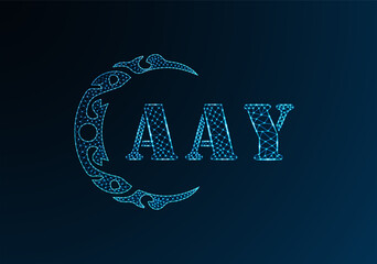 Low poly letter logo AAY design. AAY letter logo low poly vector design on blue color gradient background. AAY logo low poly design
