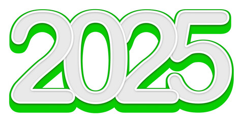 2025 green 3D text with holiday and sale celebration theme