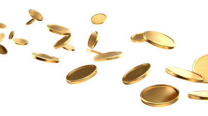 A bunch of gold coins are flying through the air