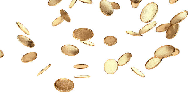 A bunch of gold coins are flying through the air