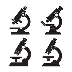 classic laboratory microscope silhouette set bundle
