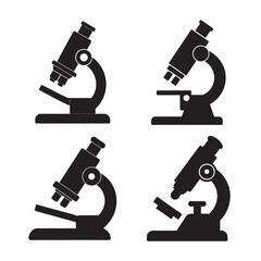 classic laboratory microscope silhouette set bundle