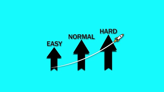 Rocket Ascends Through Difficulty Levels Conceptual Illustration Achieving Goals Overcoming