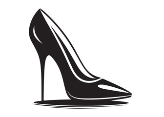high heel logo silhouette vector, high heel shoes silhouette design vector illustration, high heel vector silhouette, female high heels shoes logo silhouettes vector on a white background
