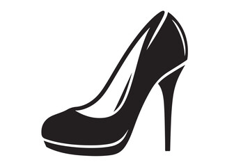 high heel logo silhouette vector, high heel shoes silhouette design vector illustration, high heel vector silhouette, female high heels shoes logo silhouettes vector on a white background