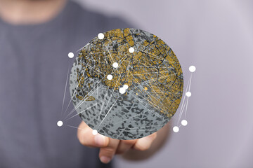 Abstract image of a global network connection map.  Perfect for technology, connectivity, and...