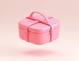 Pink Bento Box Floating Against A Pastel Pink Backdrop With Handle And Divider Icon