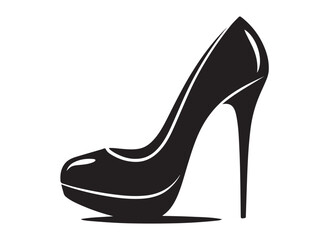 high heel logo silhouette vector, high heel shoes silhouette design vector illustration, high heel vector silhouette, female high heels shoes logo silhouettes vector on a white background