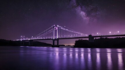 Fototapeta premium Illuminated Night Bridge — Urban Elegance and City Lights