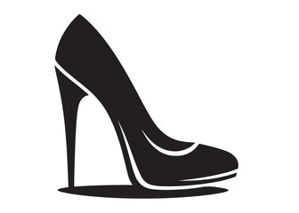 high heel logo silhouette vector, high heel shoes silhouette design vector illustration, high heel vector silhouette, female high heels shoes logo silhouettes vector on a white background