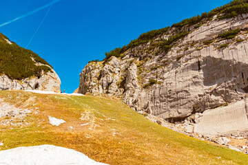 Alpine summer view at Mount Alpspitze, Garmisch, Partenkirchen, Werdenfelser Land, Bavaria, Germany