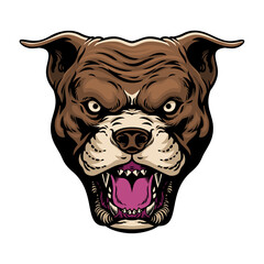 Angry Pitbull Vintage Hand Drawn Illustration