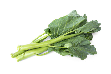 Chinese kale vegetable with plump stems from fresh market isolated on white background.