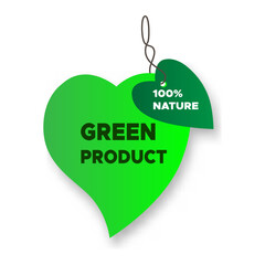 Green background with leaf and label. Vector illustration