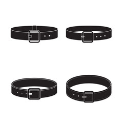 belt with buckle front view silhouette set bundle