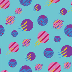 Colorful galaxy celestial seamless vector pattern