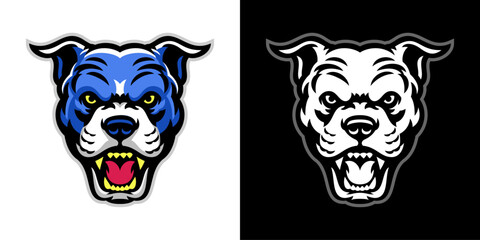 Pitbulls Head Mascot Logo Design Illustration