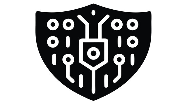Data Security Shield Icon with Binary Code Digital Protection Symbol
