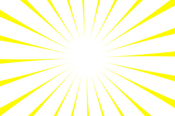 Vibrant yellow rays bursting outward from a central black void on a transparent background isolated on transparent background
