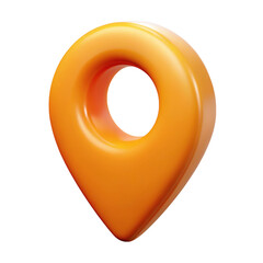 3d render of an orange location pin on transparent background