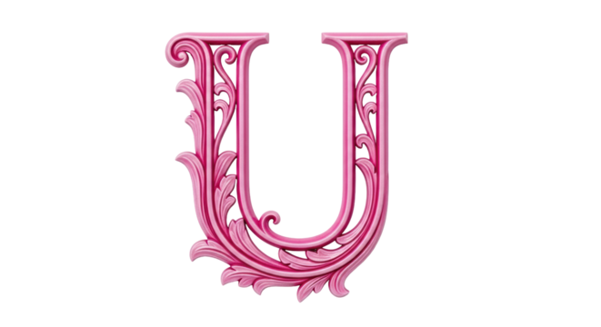 Isolated Letter U with floral design