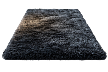 Luxury dark gray fluffy rug adds comfort and style to any living space