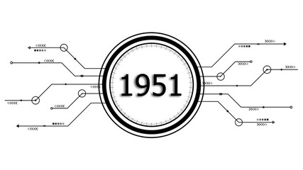 Futuristic 1951 Digital Interface Design Abstract Technology Concept Circuit Board Style Graphic