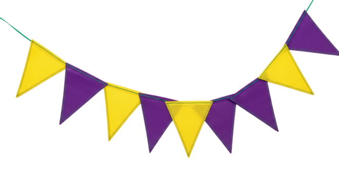 Isolated Purple and Yellow Pennant Banner - Powered by Adobe