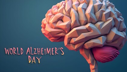 Awareness campaign for World Alzheimer's Day featuring a colorful 3D brain model designed to illustrate the complexities of the human mind and promote global understanding of dementia Generative AI