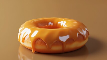 Chocolate glazed donut with colorful sprinkles floating on white background, no shadows, isolated cut-out