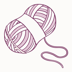 Fototapeta premium Purple and white striped yarn ball with trailing thread vector