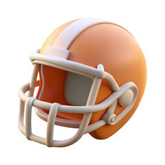 Fototapeta premium Orange american football helmet with white stripe isolated on transparent background
